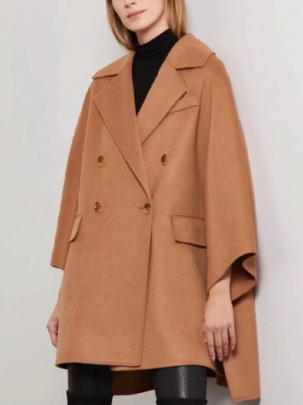 NWT BCBGMAXAZRIA BCBG Manchester Oversized Cape Coat CAMEL Size M / L